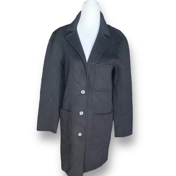 Rebecca Minkoff Dark Charcoal Wool Blend Coat Patch Pockets Small Minimalist - Picture 2 of 9